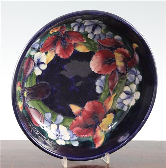 A Moorcroft Spring Flowers pattern bowl, post-war, 27.5cm